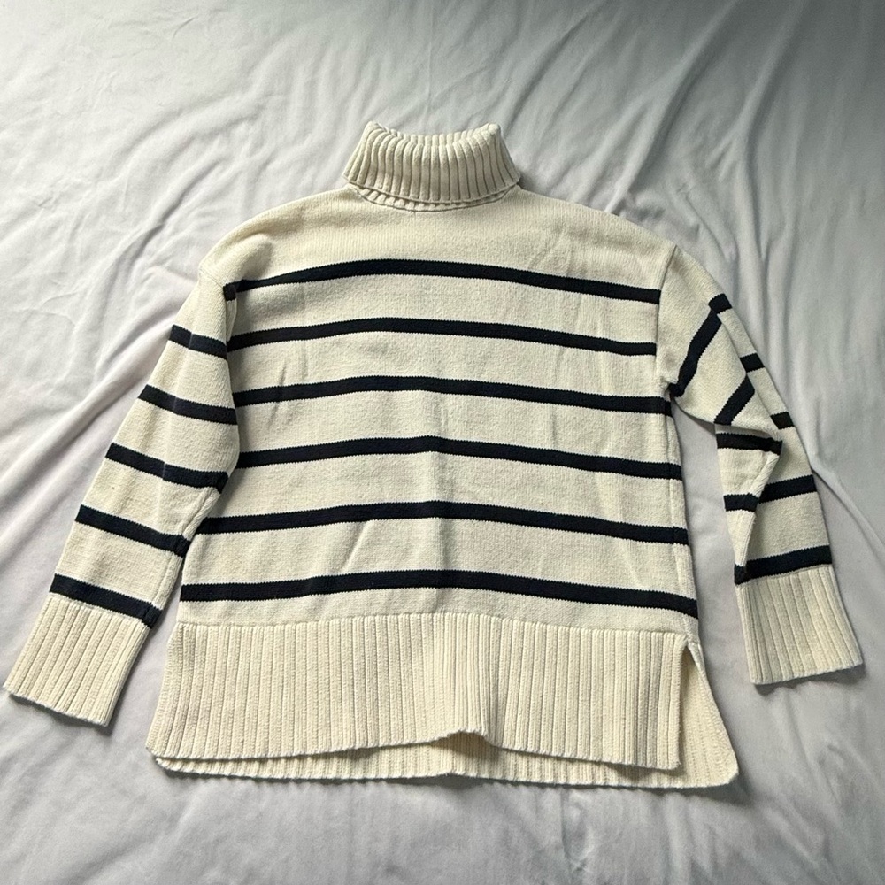Old Navy Nautical Striped Turtleneck Sweater Breton Navy and‎ cream stripes